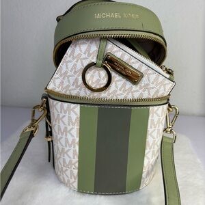 Michael Kors Bedford Travel Medium Logo Stripe Crossbody Bag
